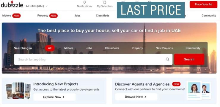 A screenshot of the Dubizzle website.