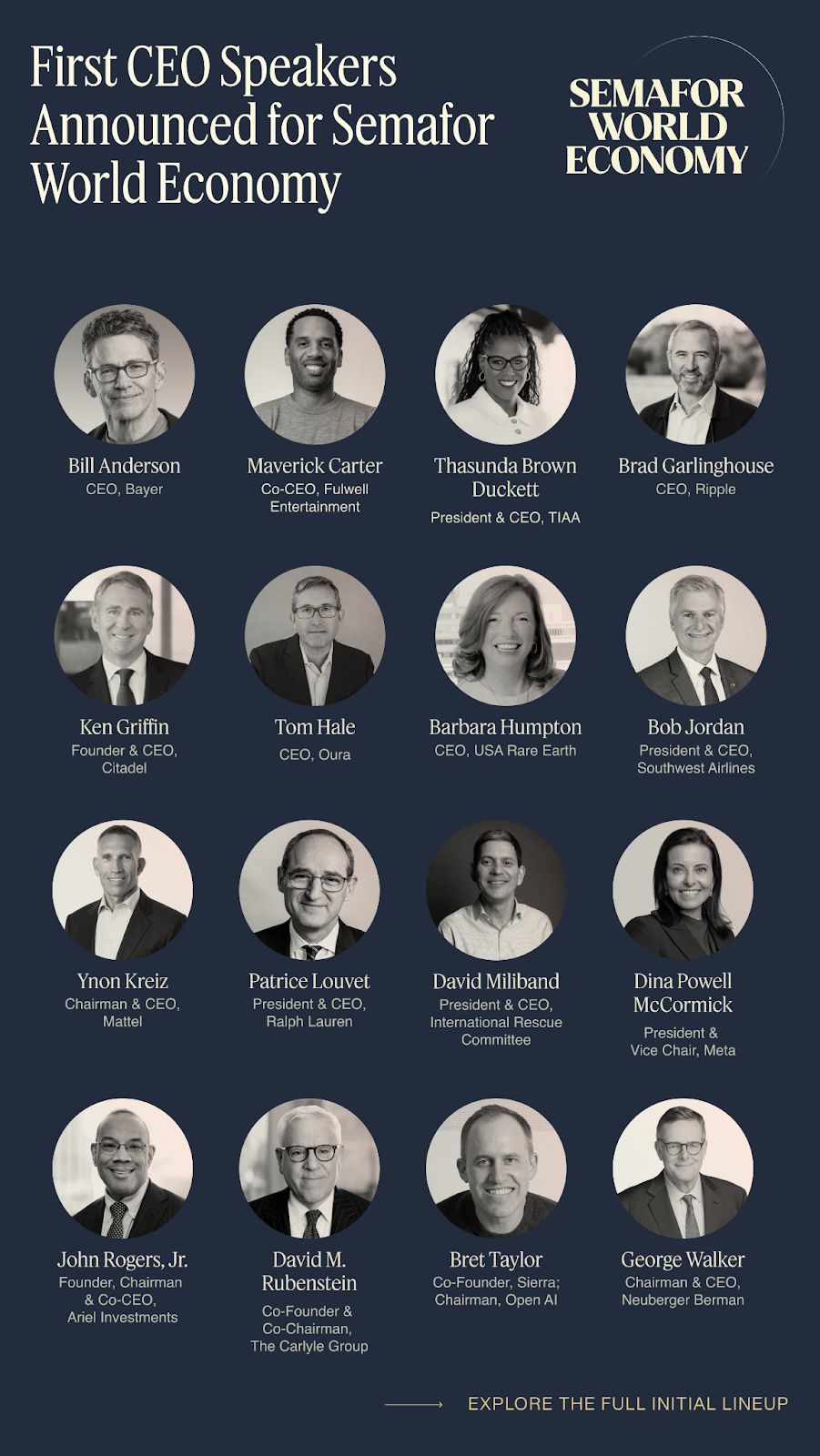 Semafor World Economy graphic showing lineup of speakers.