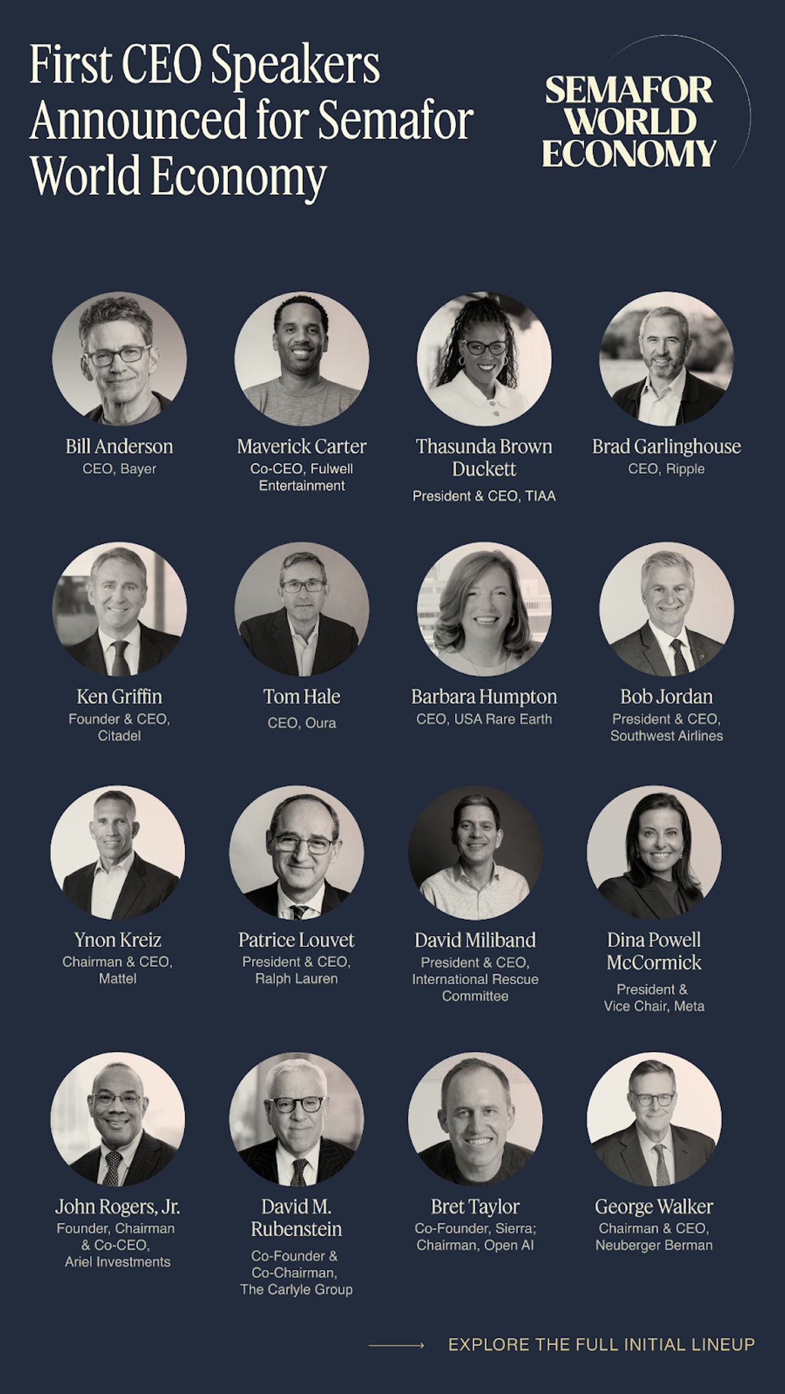 Semafor World Economy graphic showing lineup of speakers.