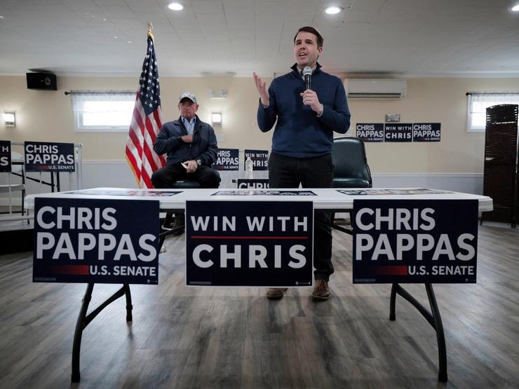 Chris Pappas at a campaign event in March
