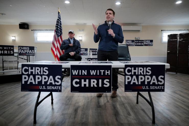 Chris Pappas at a campaign event in March