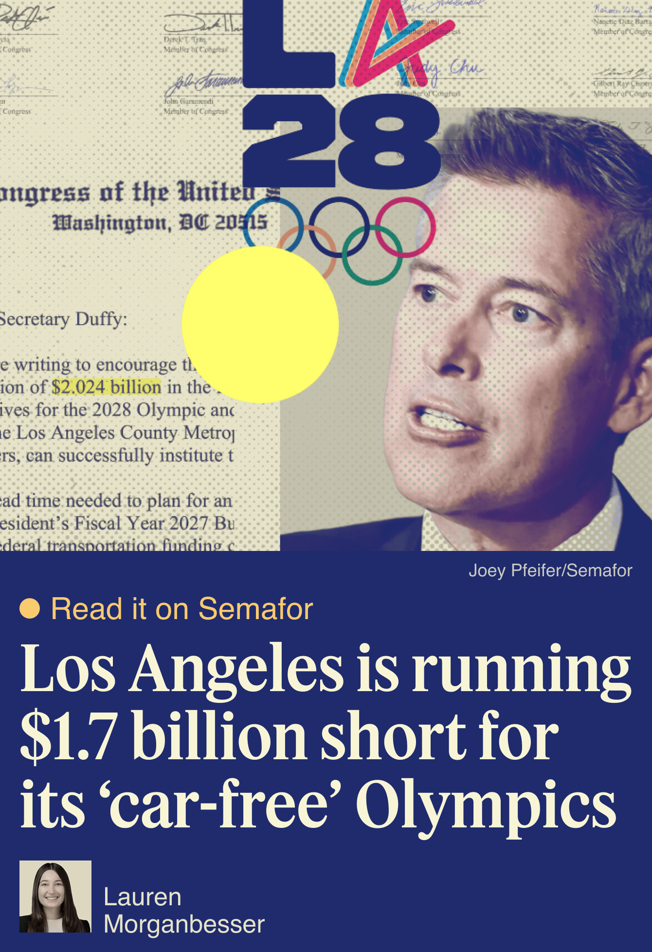 Los Angeles is running $1.7 billion short for its ‘car-free’ Olympics