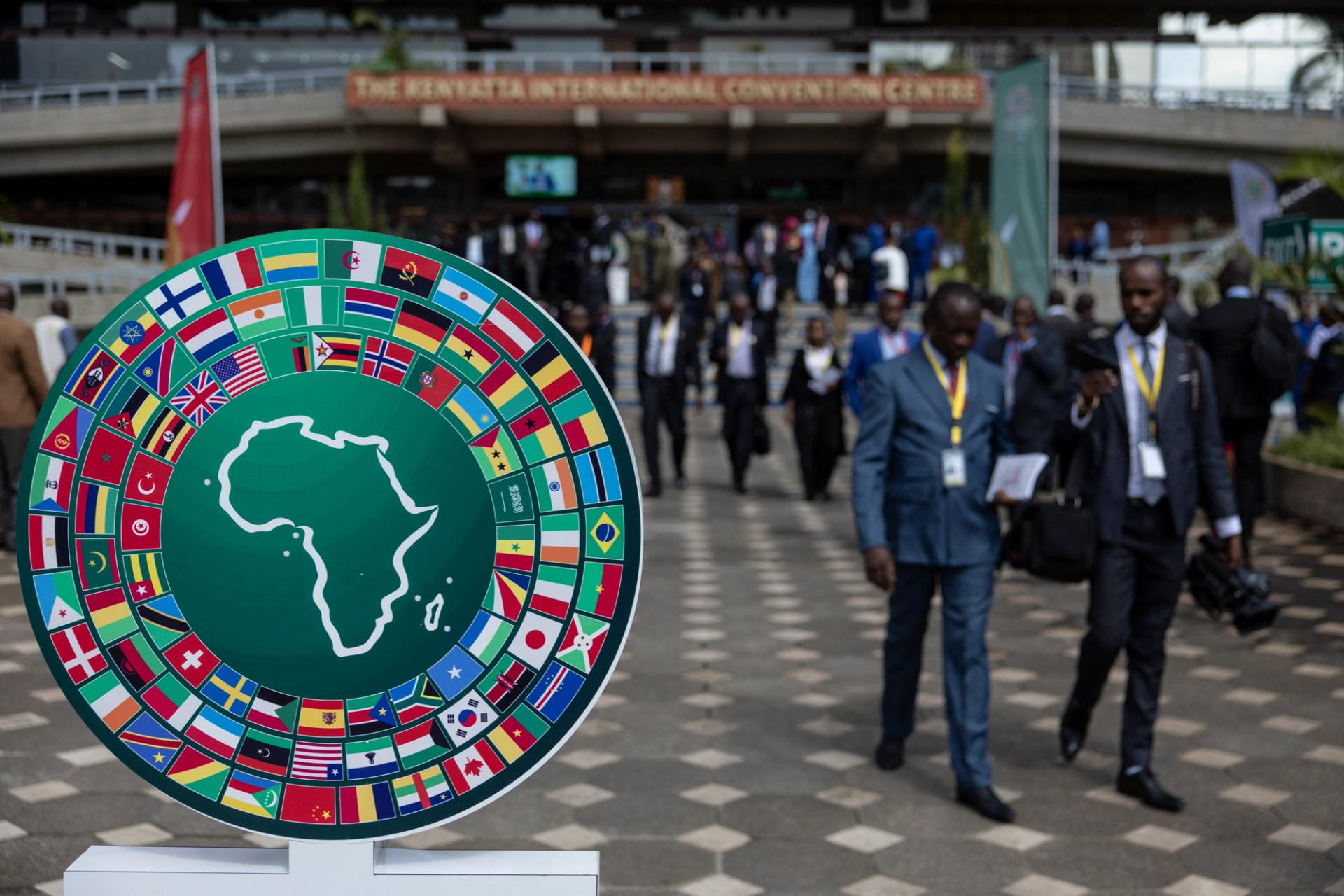 Delegates arrive at the African Development Bank (AfDB) annual meeting at the Kenyatta International Convention Centre (KICC) in Nairobi on May 29, 2024. 