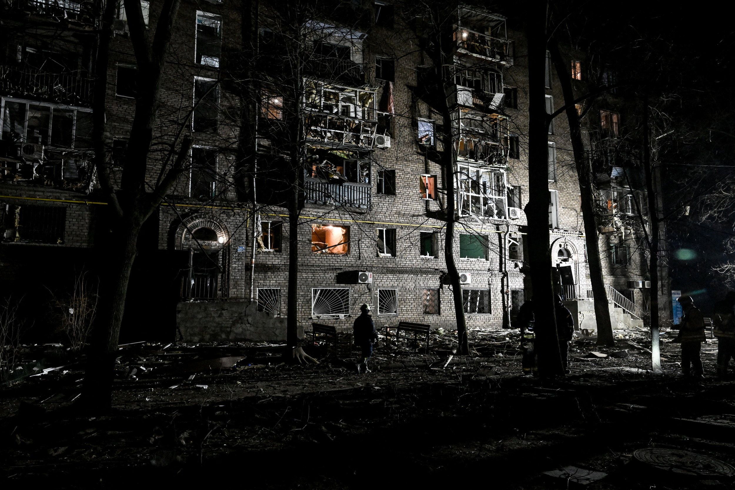 Aftermath of a Russian drone attack in Zaporizhzhia.