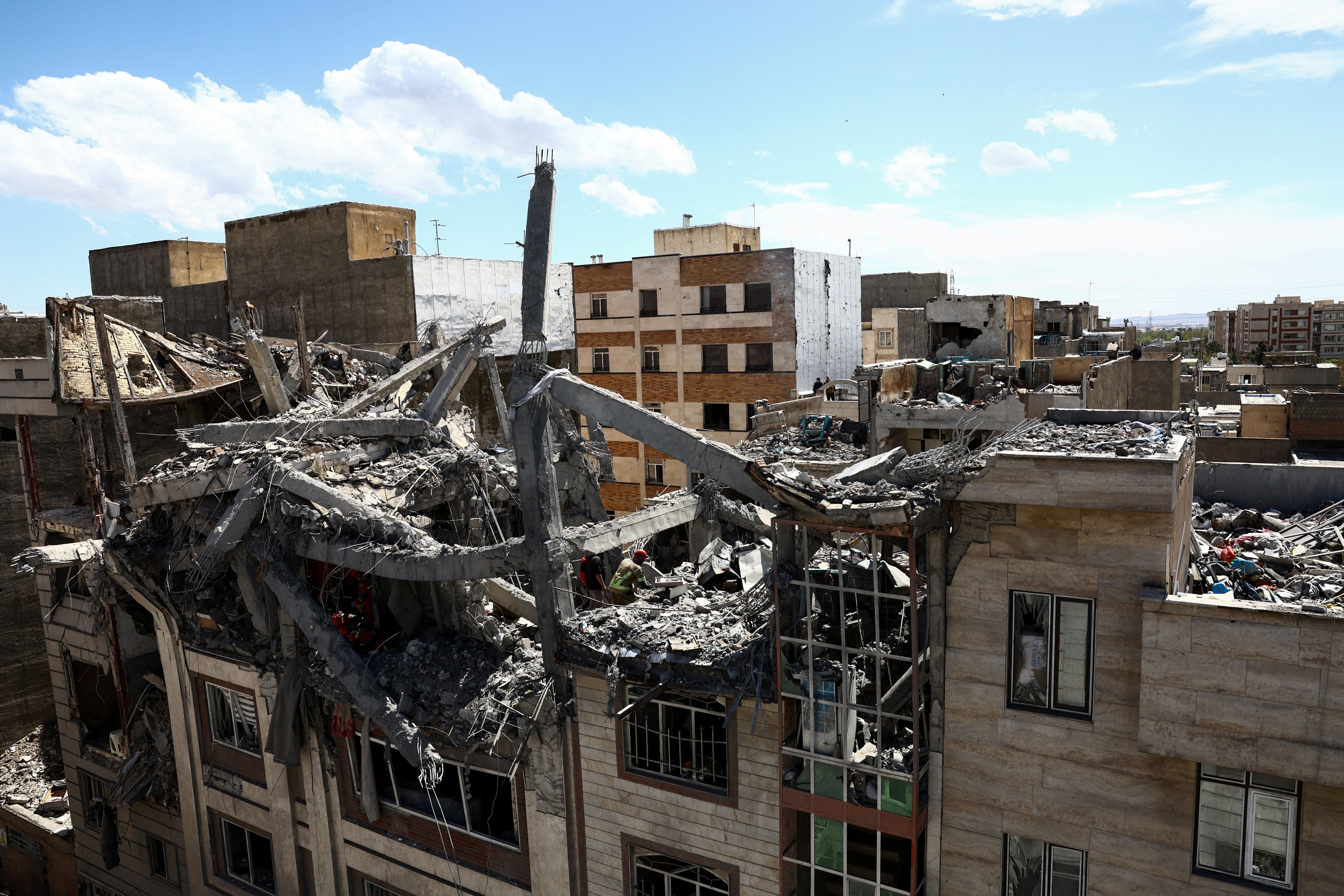 Aftermath of a strike on a residential building in Tehran.