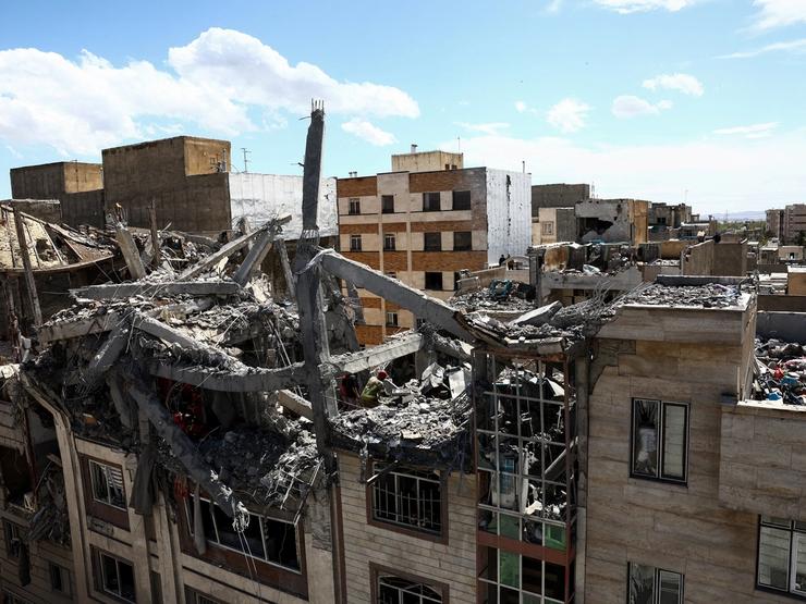 Aftermath of a strike on a residential building in Tehran.
