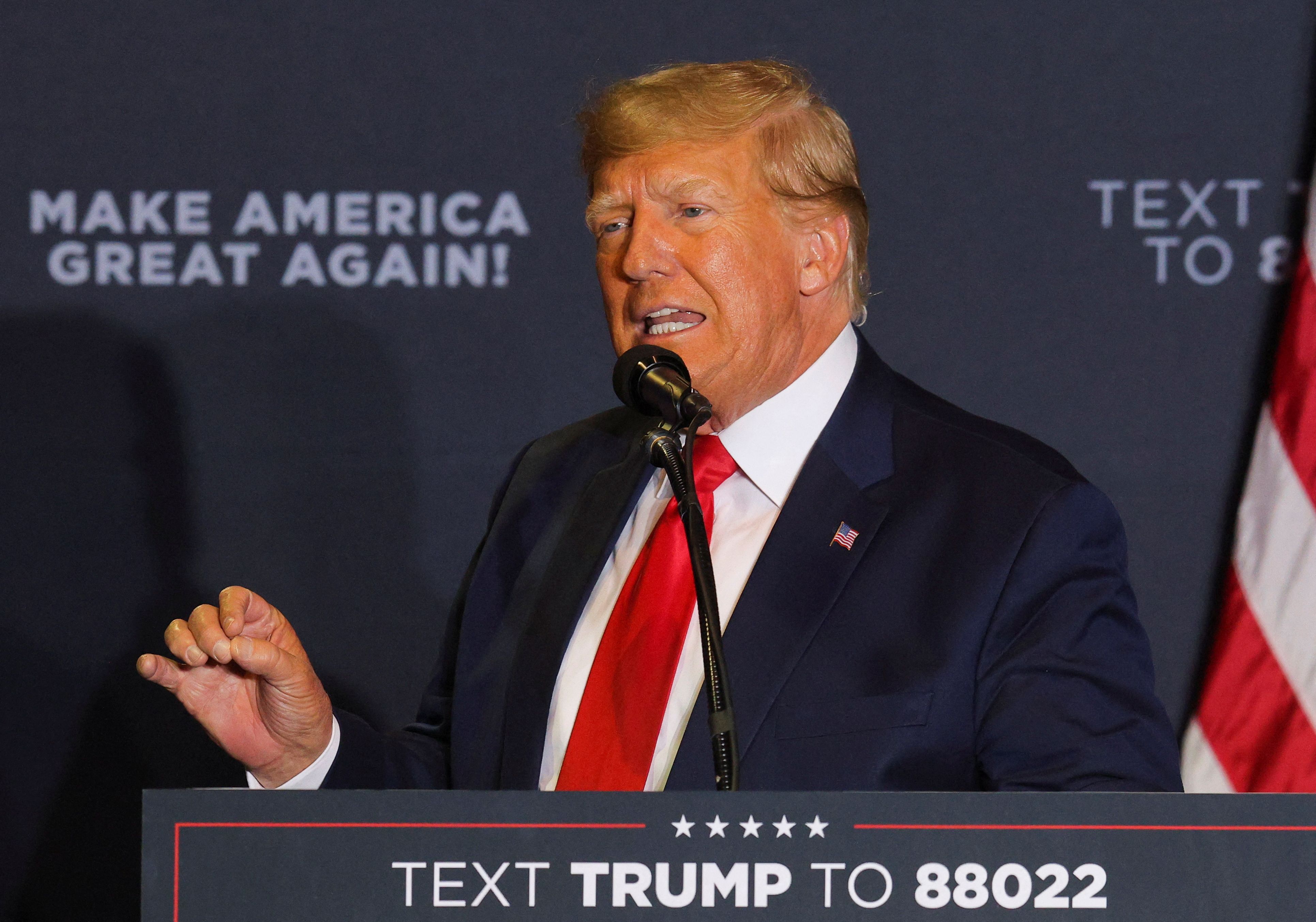 Donald Trump speaks at a campaign event in Manchester, New Hampshire.