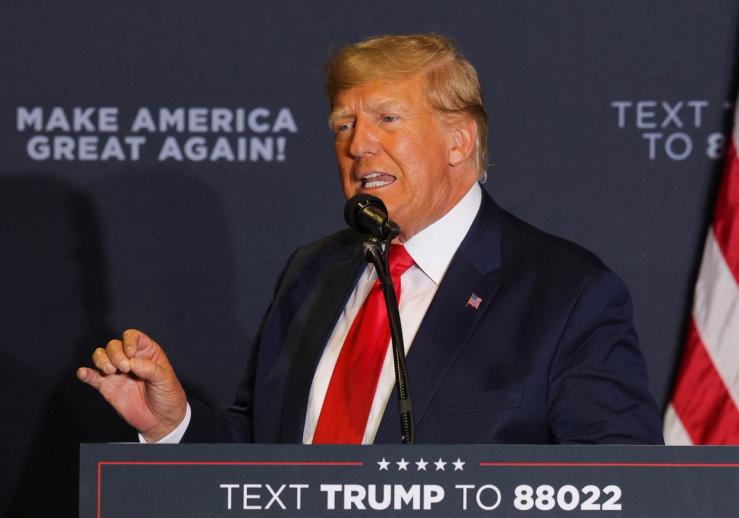 Donald Trump speaks at a campaign event in Manchester, New Hampshire.