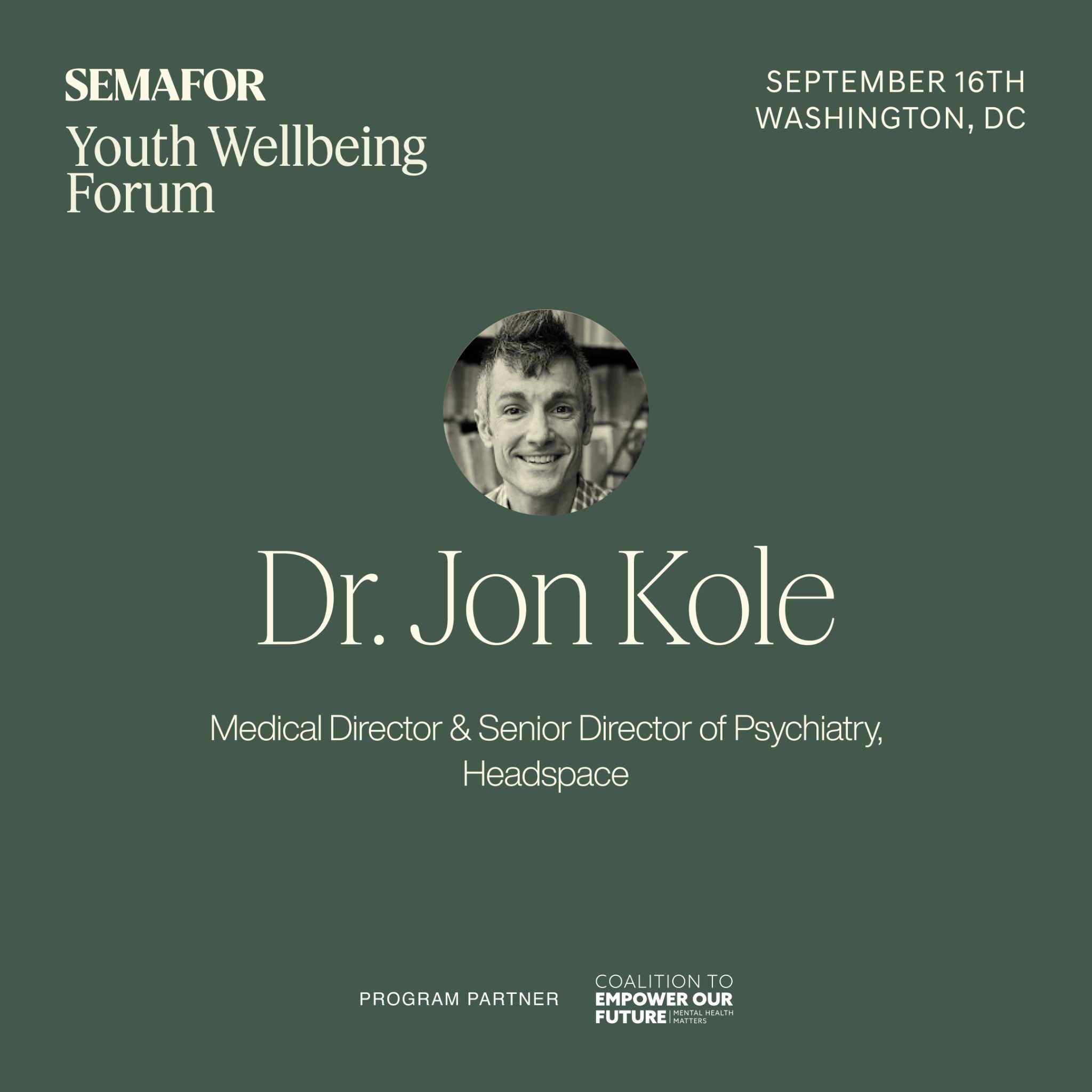 Image of Dr Jon Kole, medical director and senior director of psychiatry, Headspace