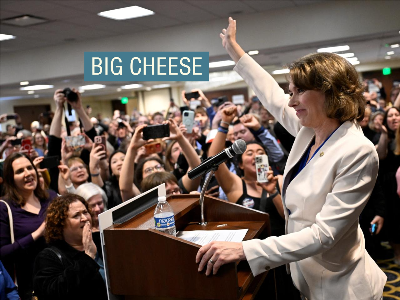 Susan Crawford reacts to her election victory in Wisconsin