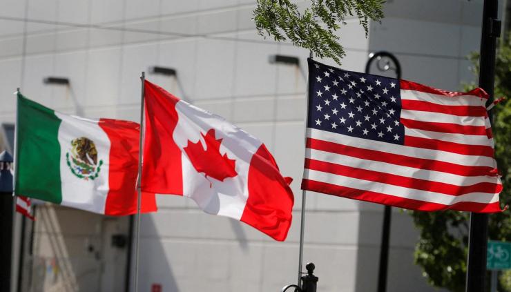 The US, Mexico, and Canada flags