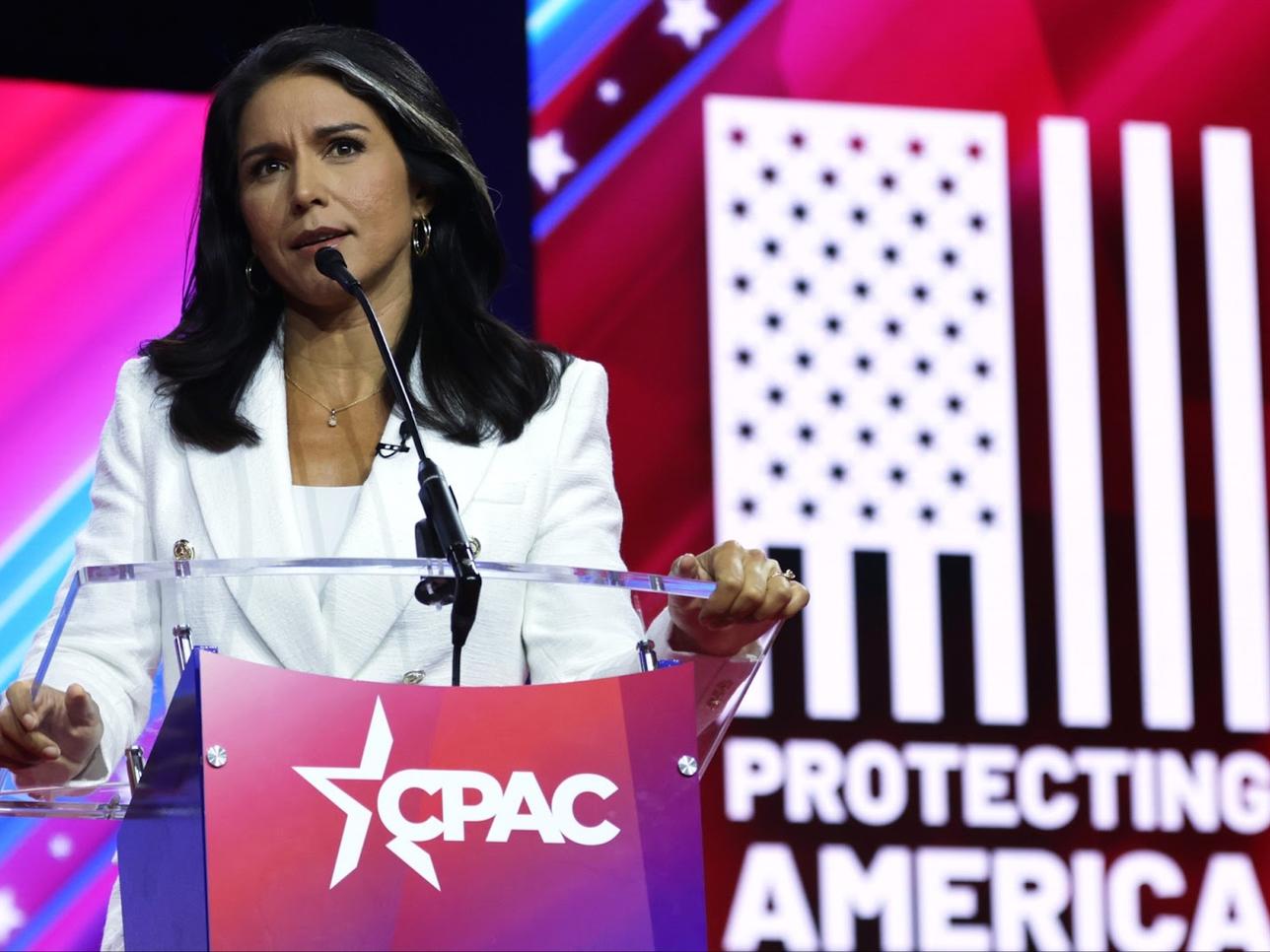 Former Rep. Tulsi Gabbard speaks during the annual Conservative Political Action Conference on March 4, 2023.