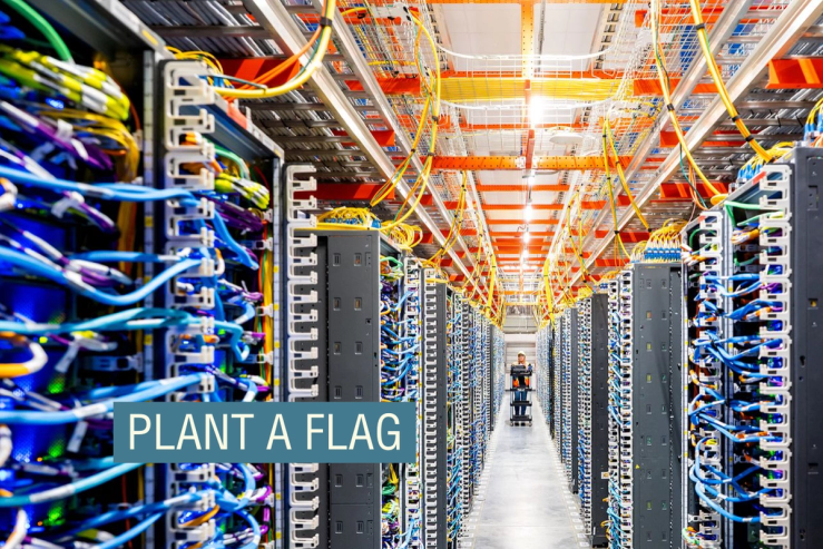 A technician works at an Amazon Web Services AI data center in New Carlisle, US.
