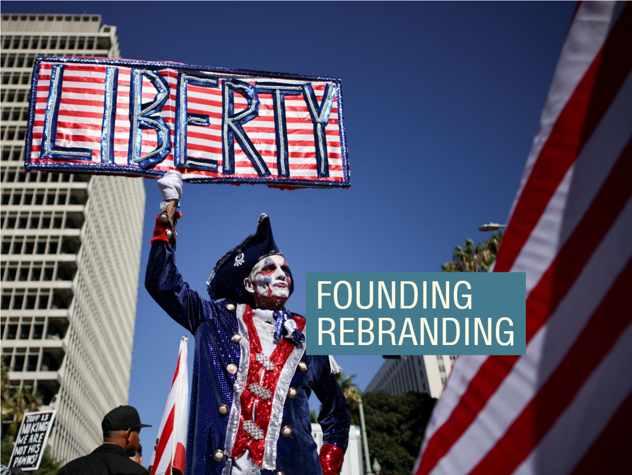 A No Kings protester