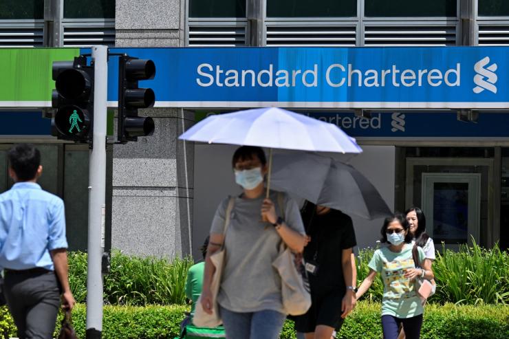 A view of the Standard Chartered bank in Singapore in 2023.