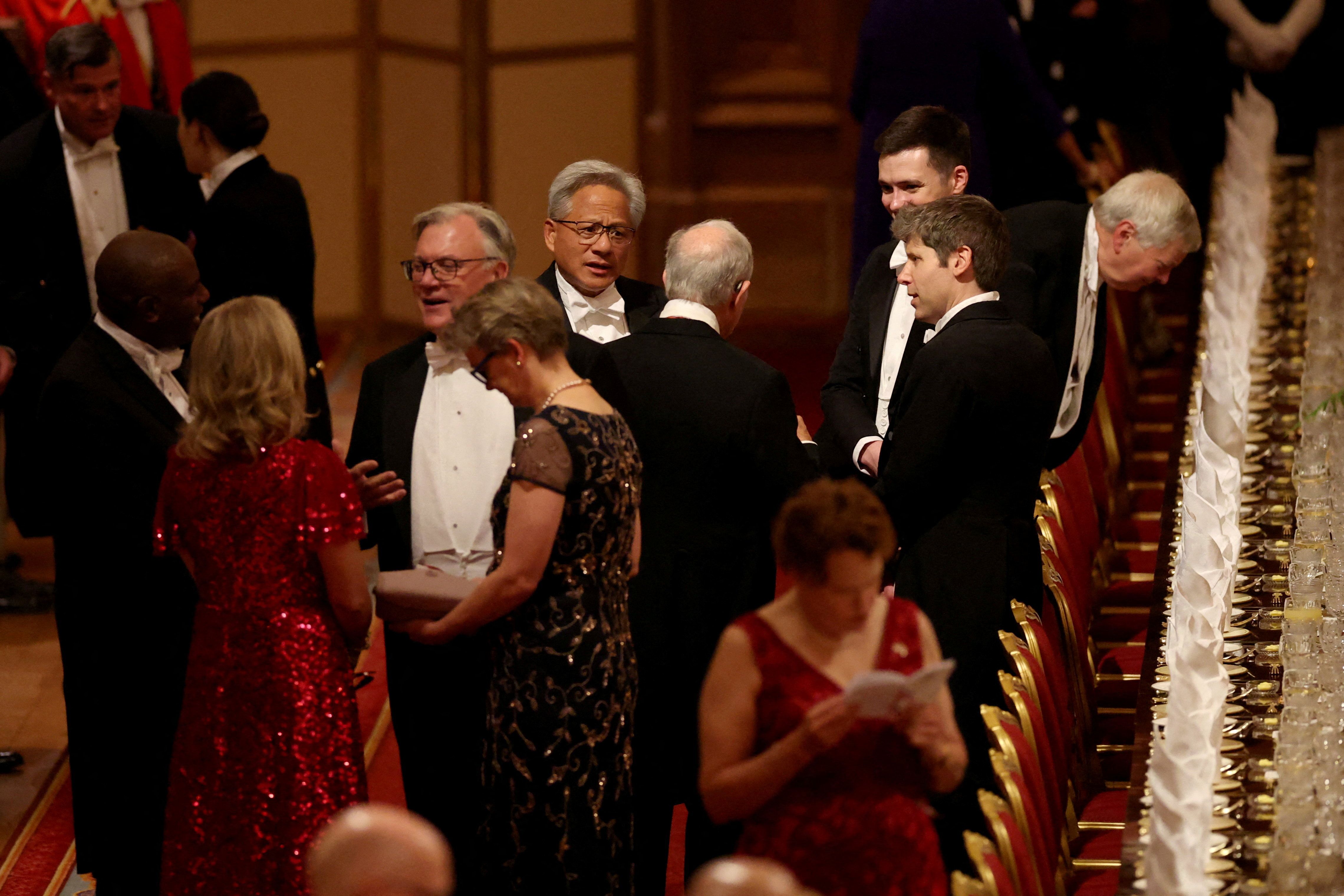 Nvidia’s Jensen Huang and OpenAI’s Sam Altman at a royal event in the UK.