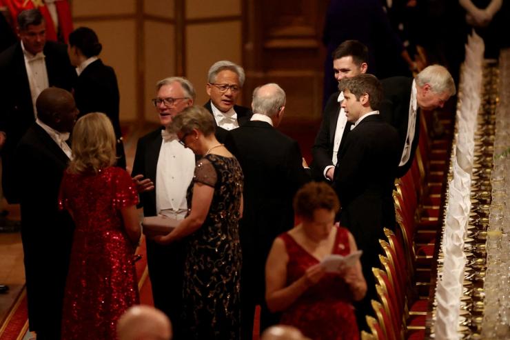 Nvidia’s Jensen Huang and OpenAI’s Sam Altman at a royal event in the UK.