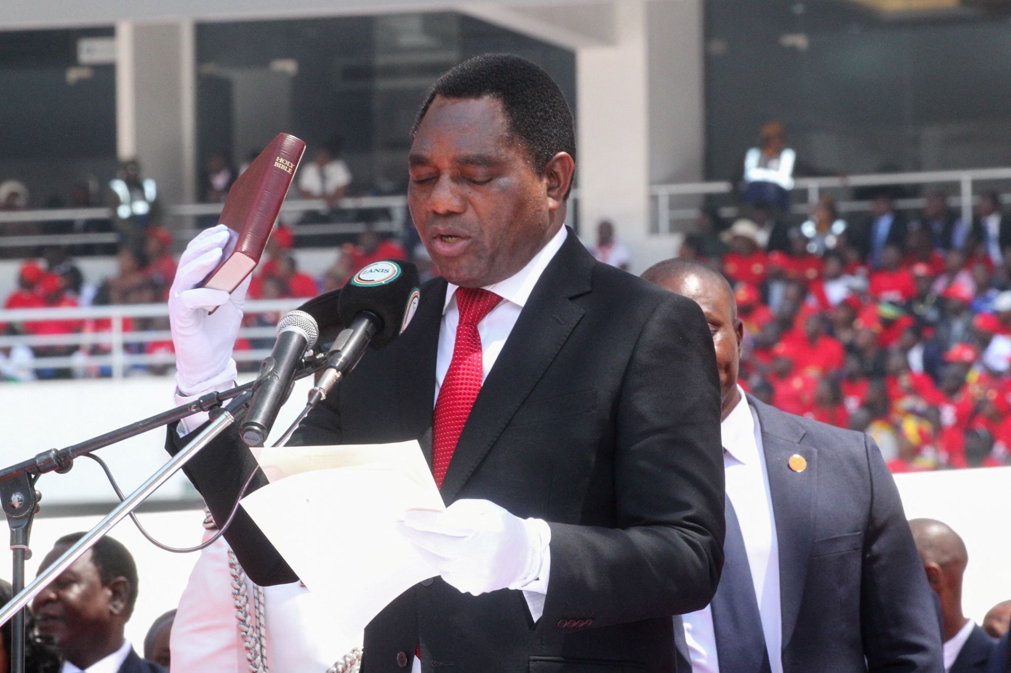 Zambia’s President Hakainde Hichilema being sworn in for a second term.