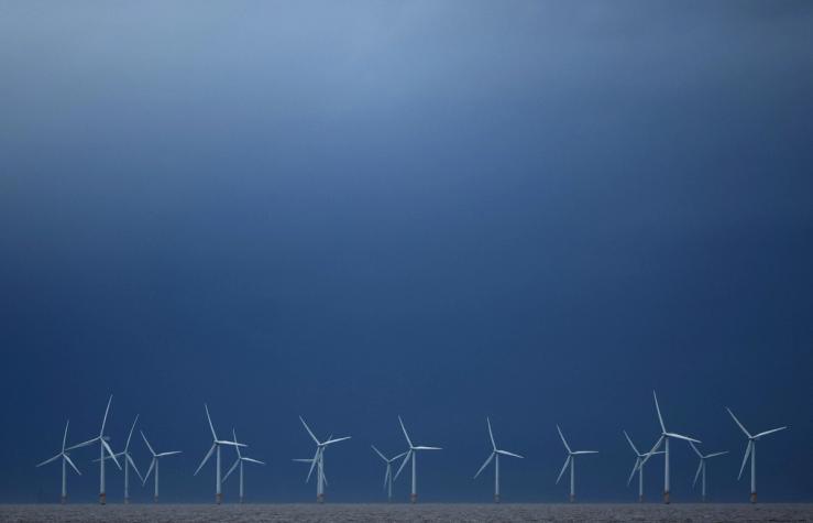 Wind turbines.