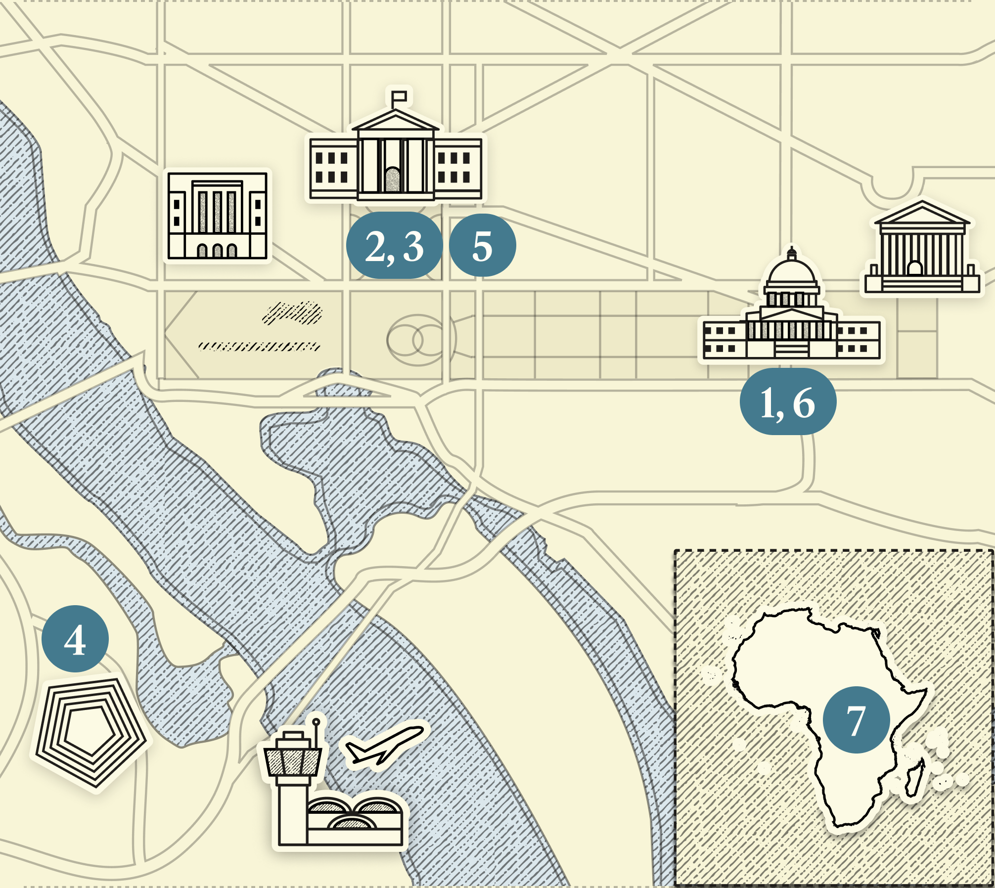 A numbered map of DC.