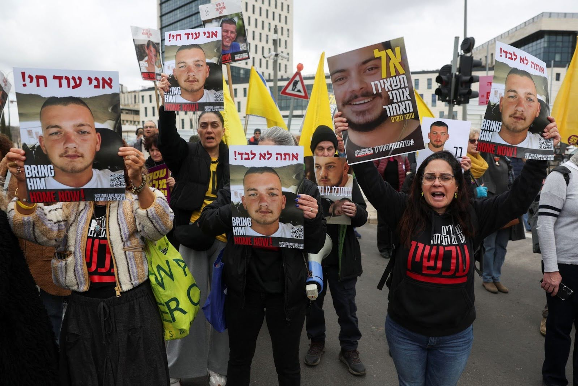 Protestors in Israel calling for the return of Israeli hostages held in Gaza. 