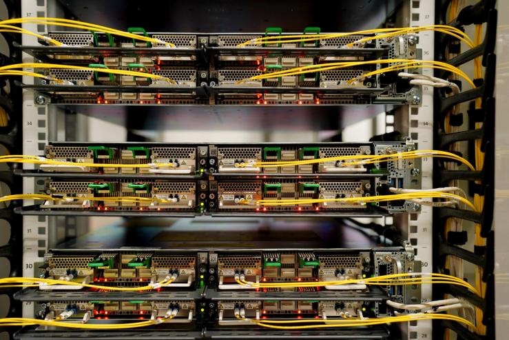 The inside of a data center.