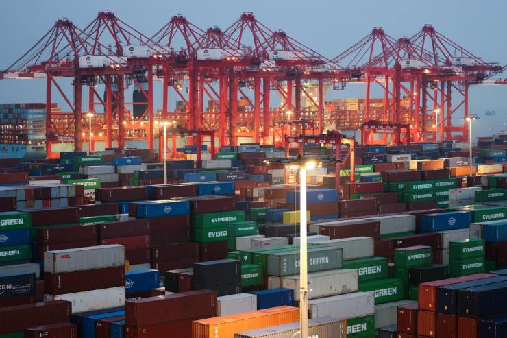 Shipping containers at Yangshan Port outside Shanghai