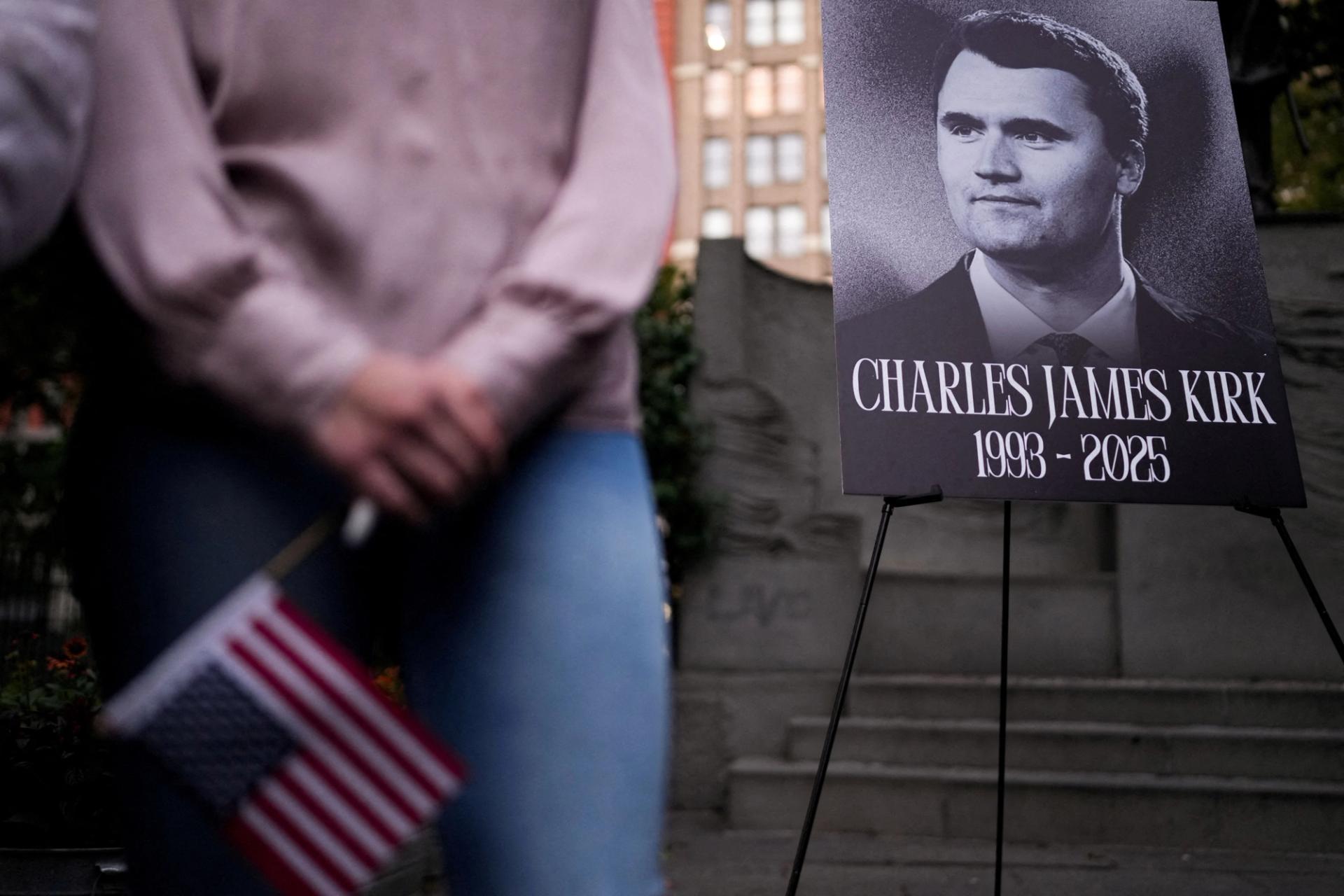 A memorial for Charlie Kirk