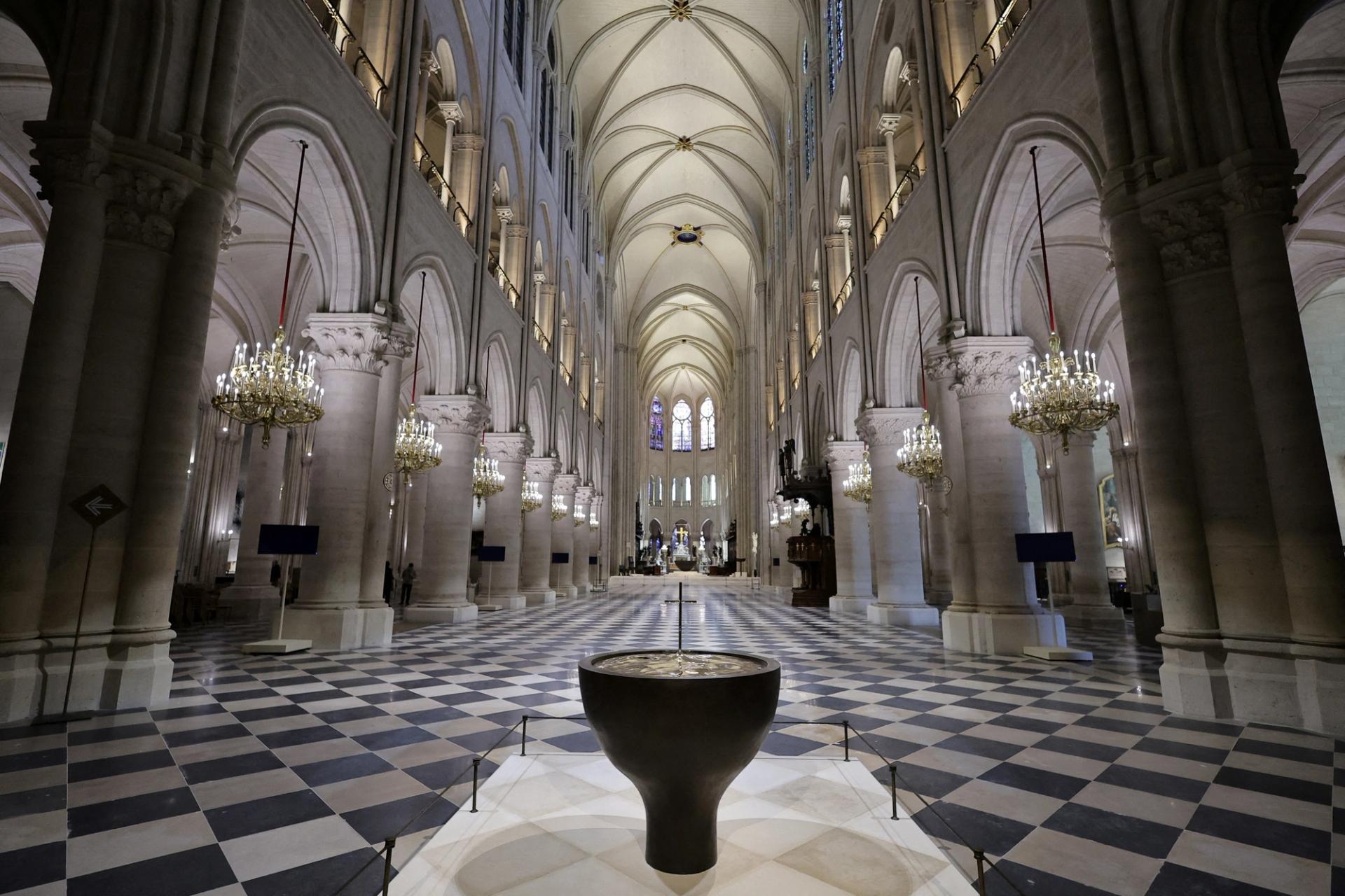 A general view of Notre-Dame de Paris cathedral during a visit by French President Macron, in Paris, France, 29 November 2024