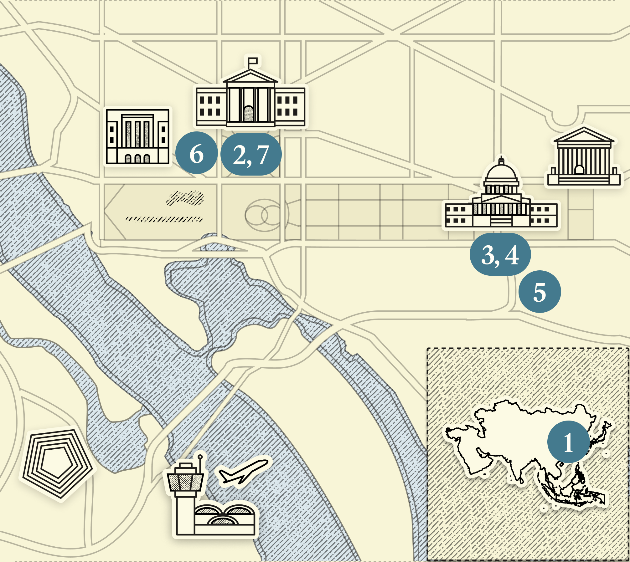 A numbered map of DC.