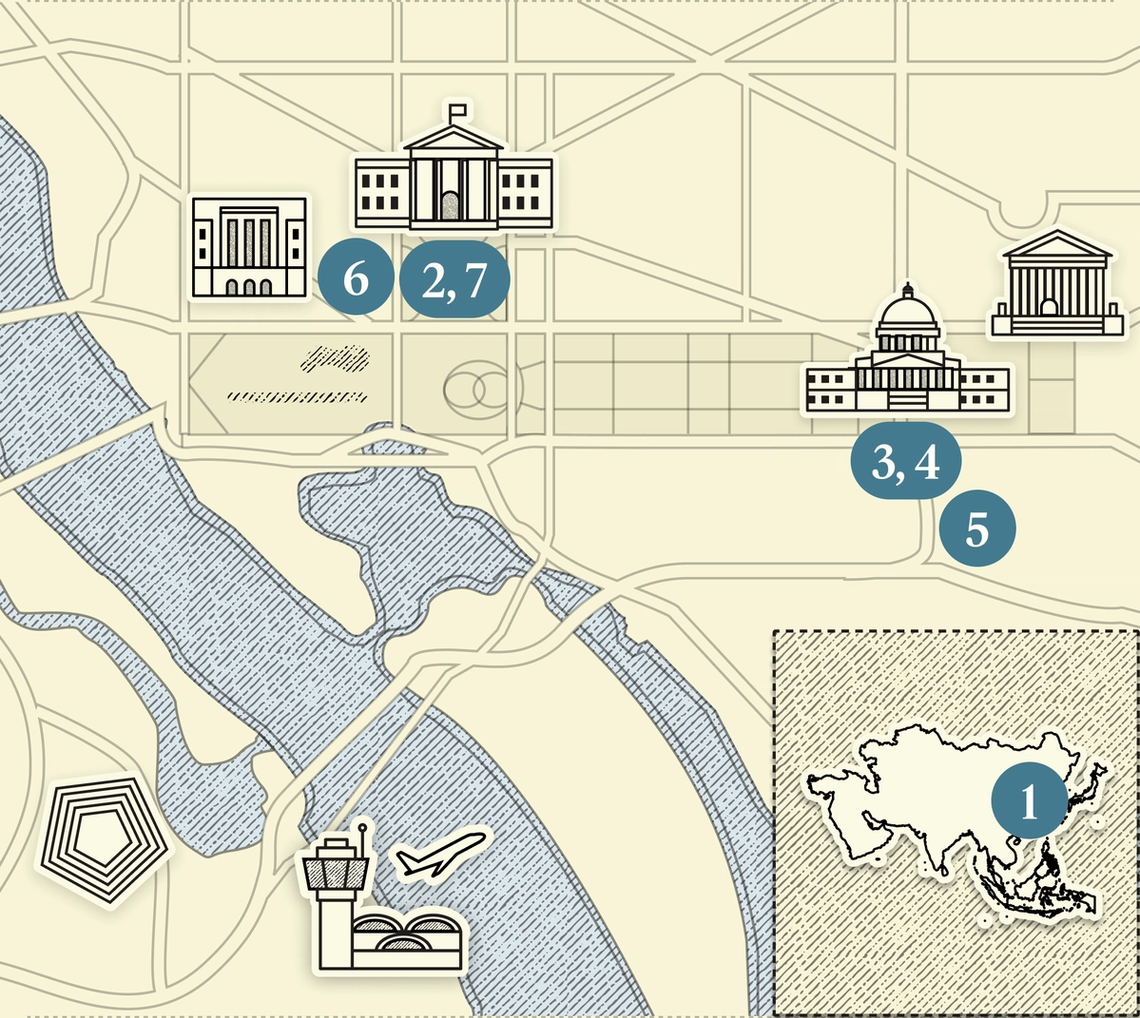 A numbered map of DC.