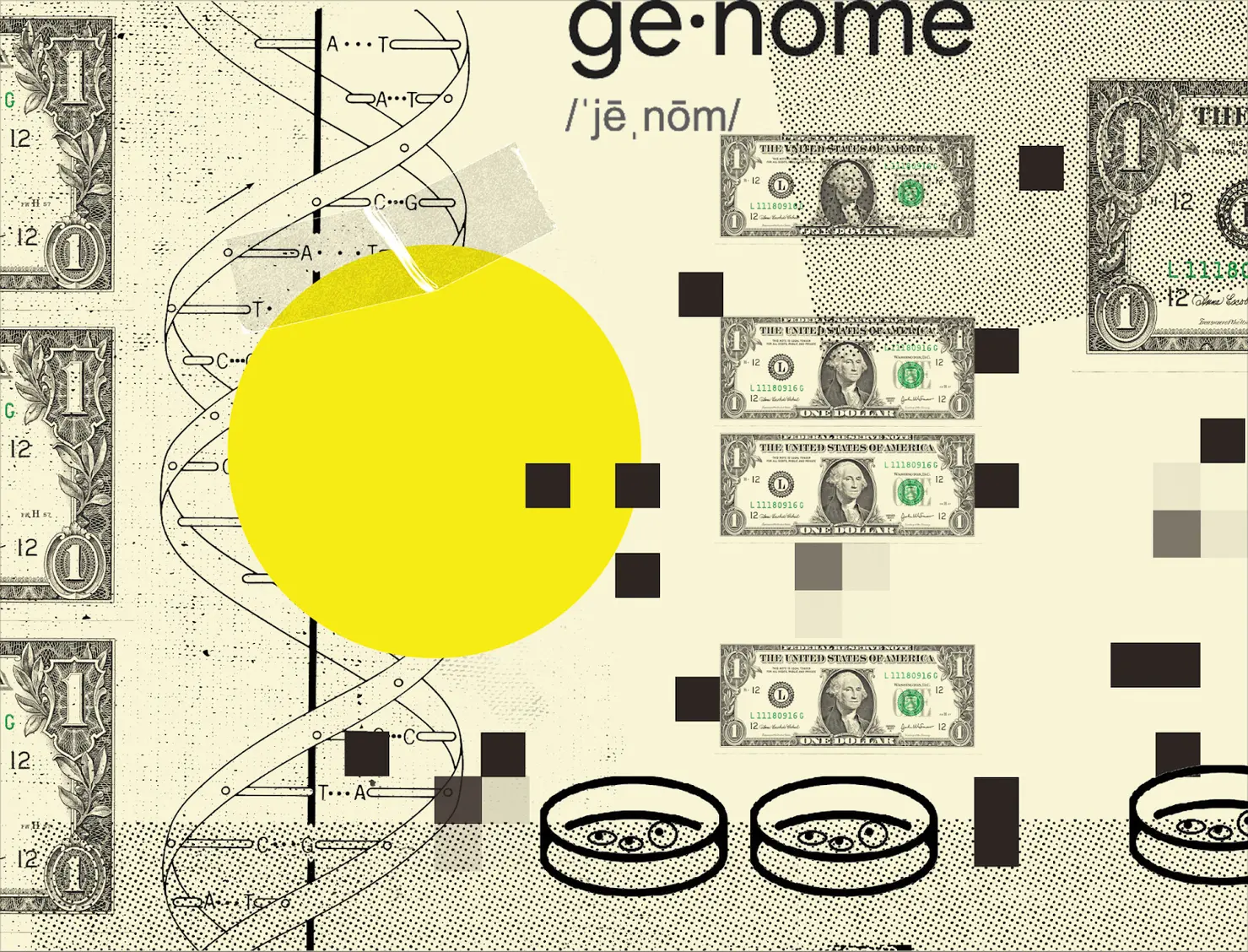 A graphic showing outlines of DNA.