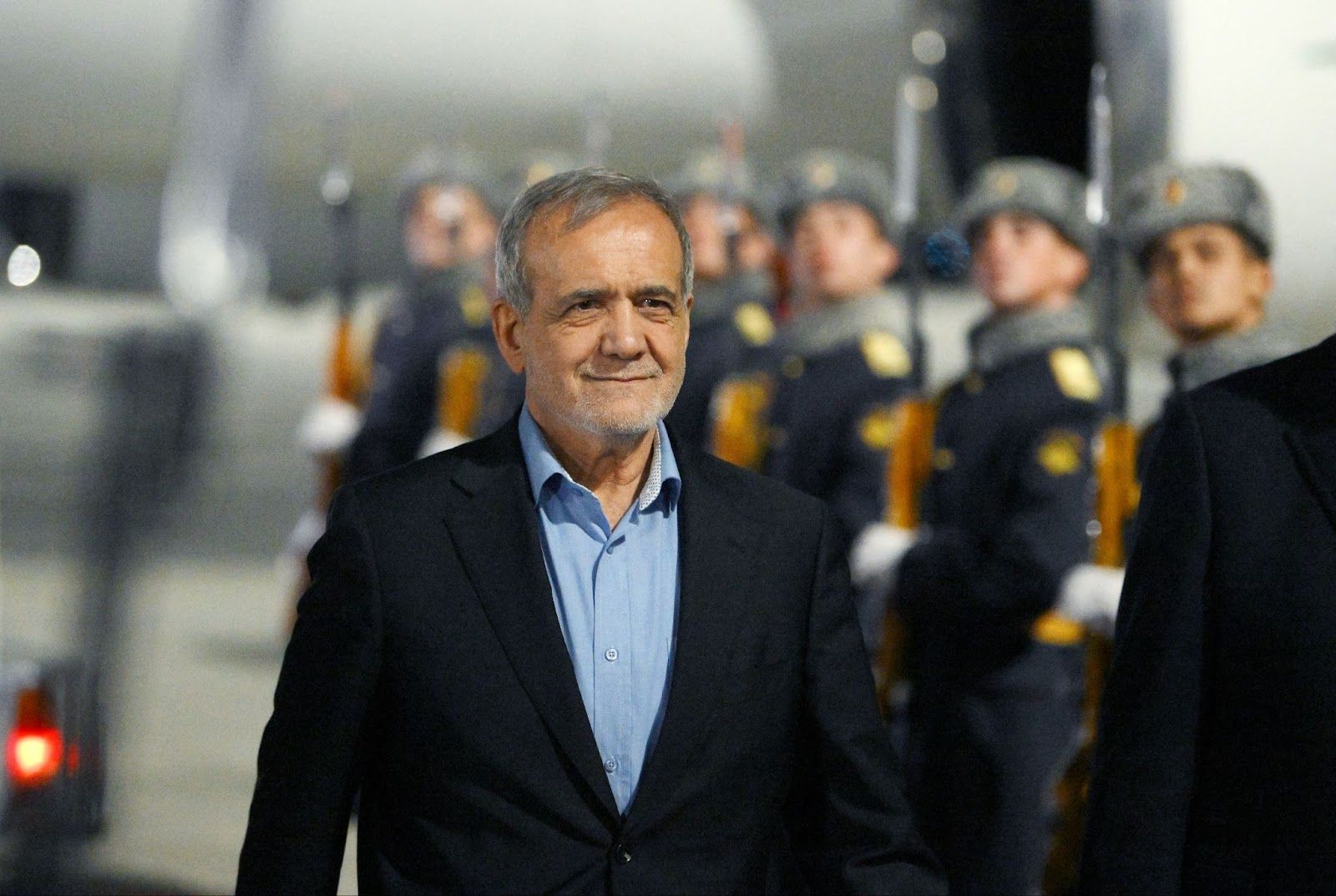 Iranian President Masoud Pezeshkian arrives for the BRICS Summit in Kazan.