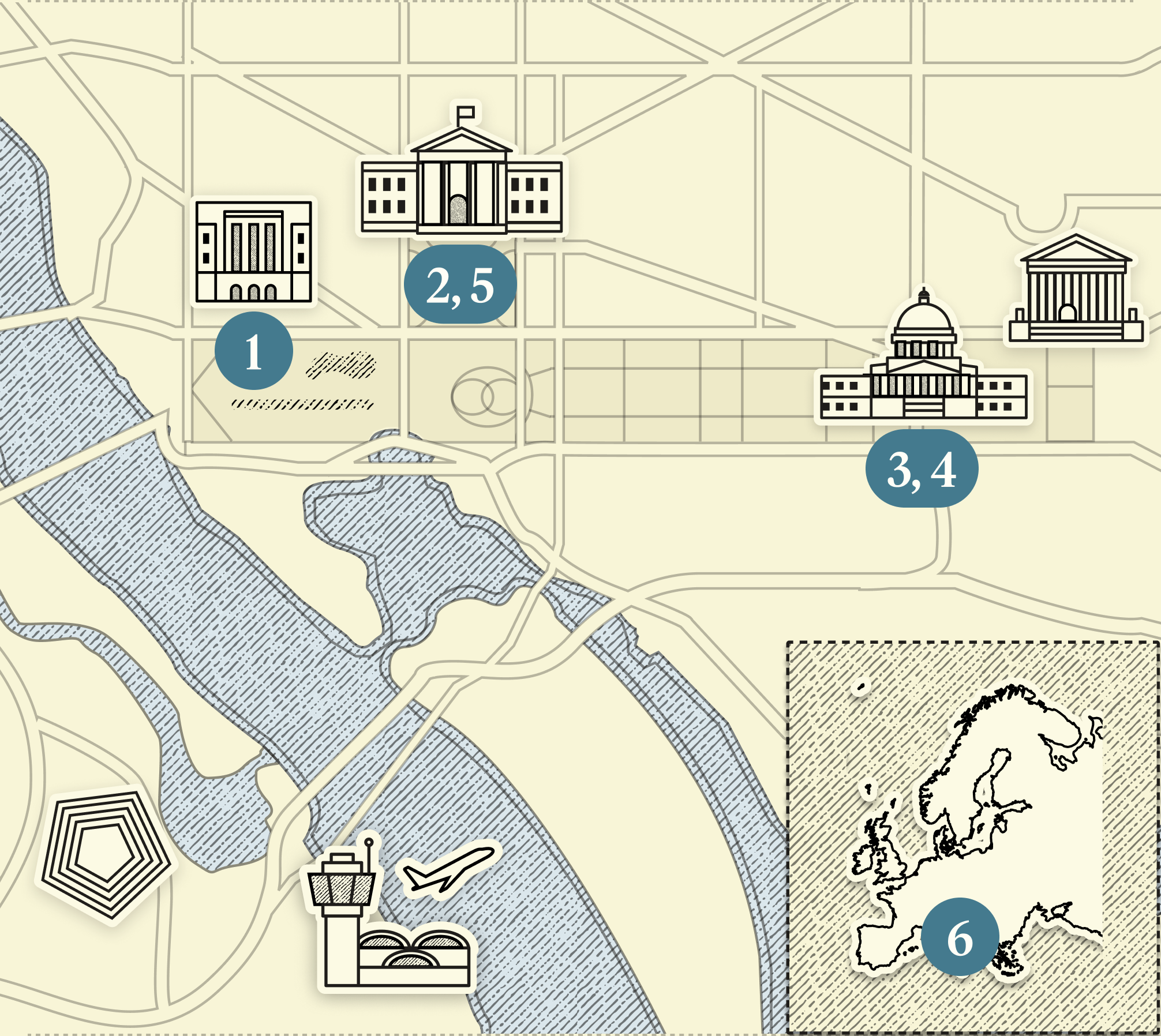 A numbered map of DC.