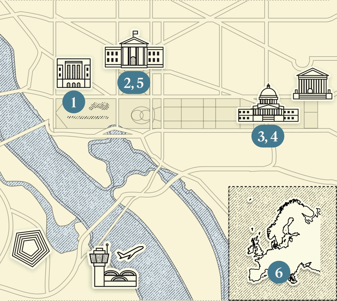 A numbered map of DC.