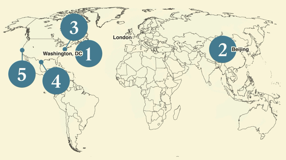 A map of the world.