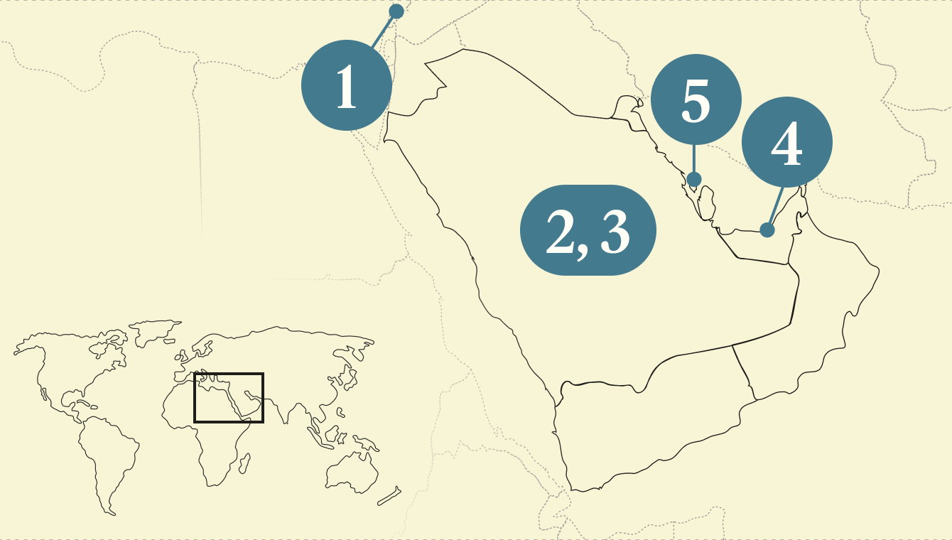 A map of the Gulf region.