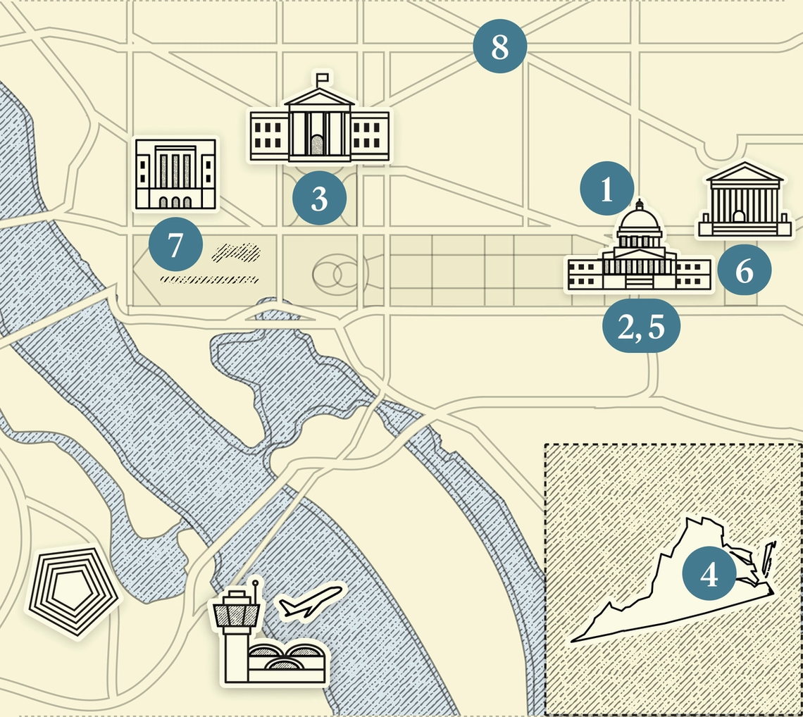 A numbered map of DC.