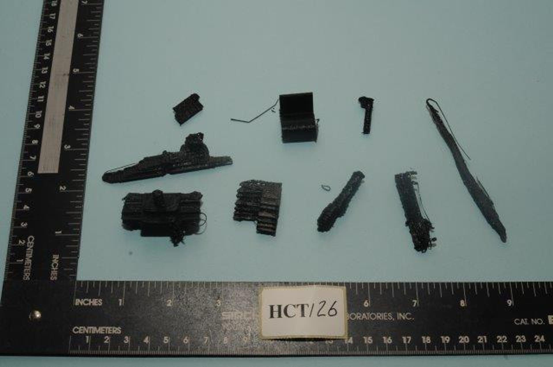 Plastic parts of a gun, which Harris attempted to 3D-print.