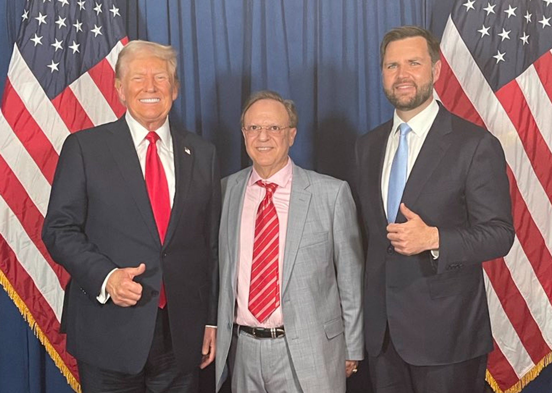 Dr. Bishara Bahbah with US President Donald Trump and Vice President JD Vance.