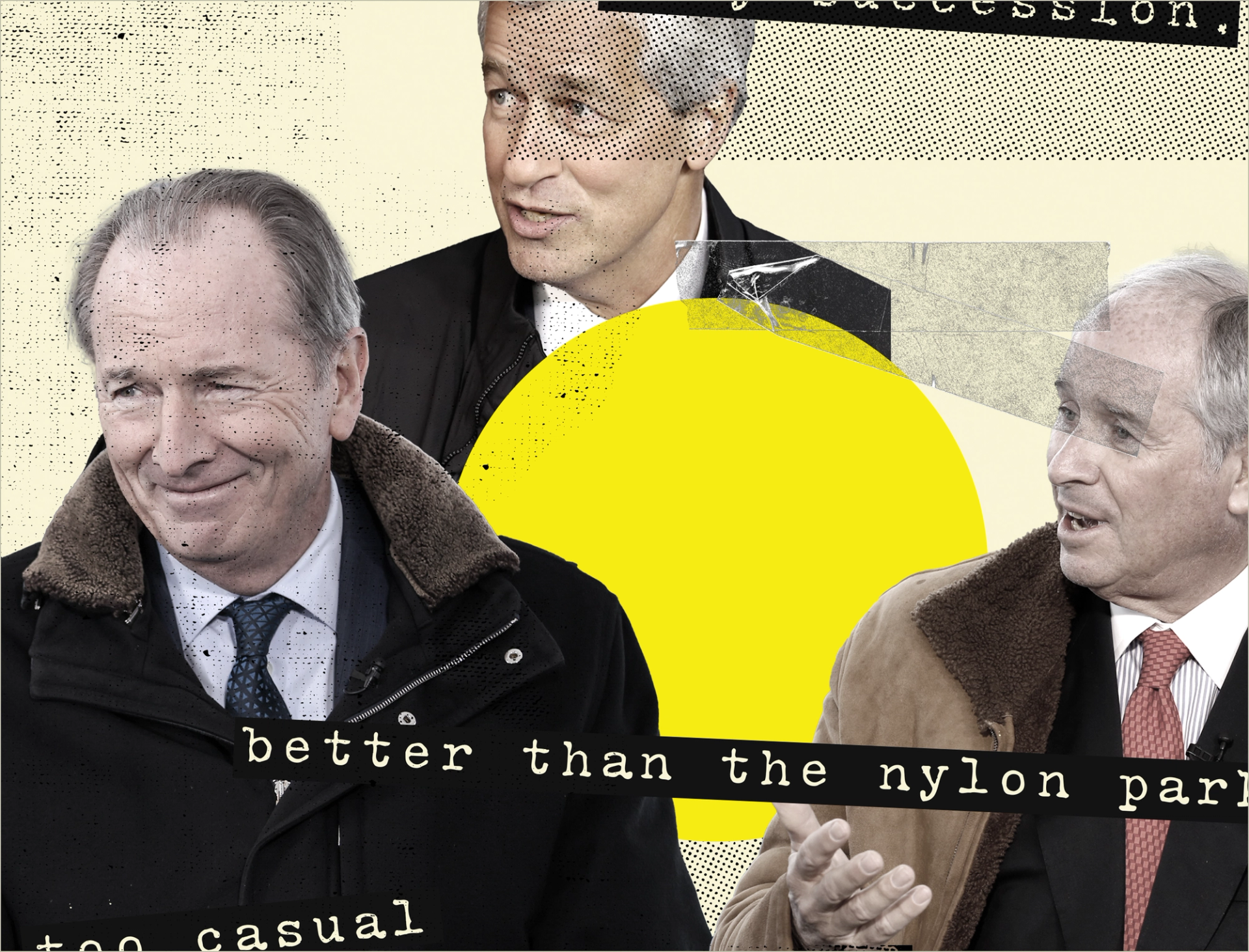 A graphic showing different CEOs and the coats they wore at the Davos World Economic Forum.