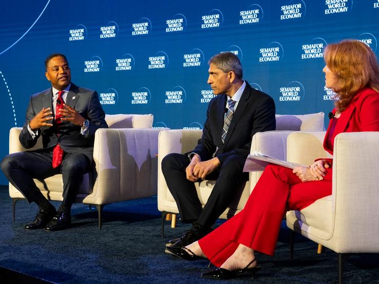 Calvin Butler, Exelon CEO, and Vimal Kapur, Honeywell CEO, at Semafor World Economy 2026.