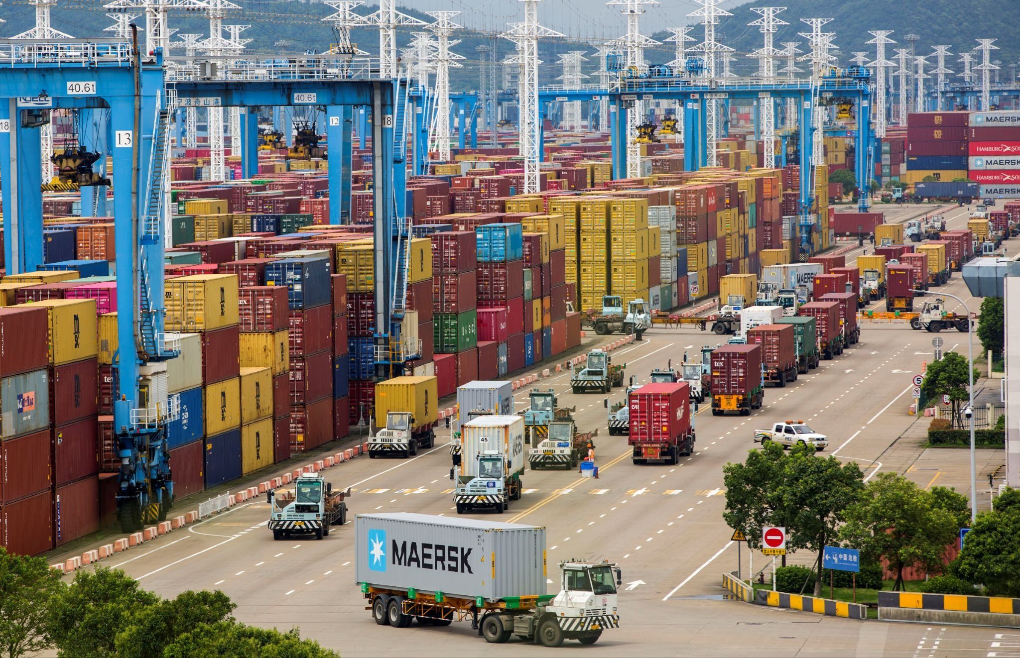 A port with containers
