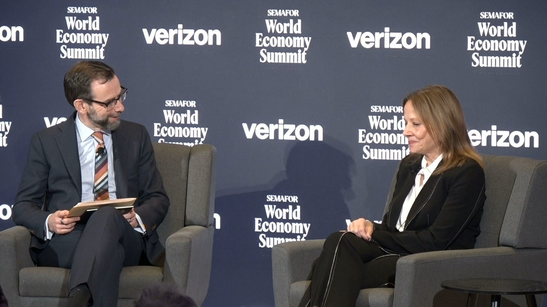 Semafor’s Andrew Edgecliffe-Johnson and GM CEO Mary Barra.