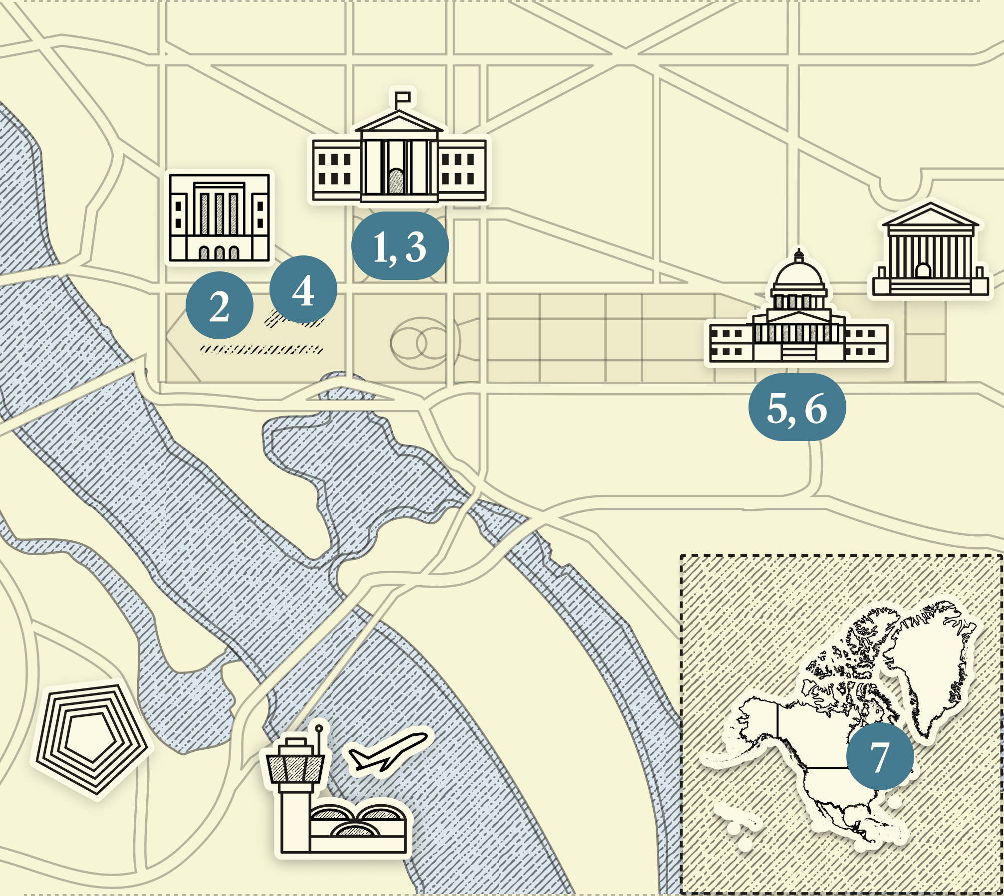 A numbered map of DC.