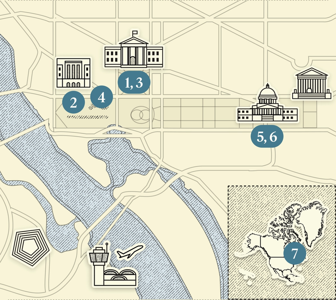 A numbered map of DC.