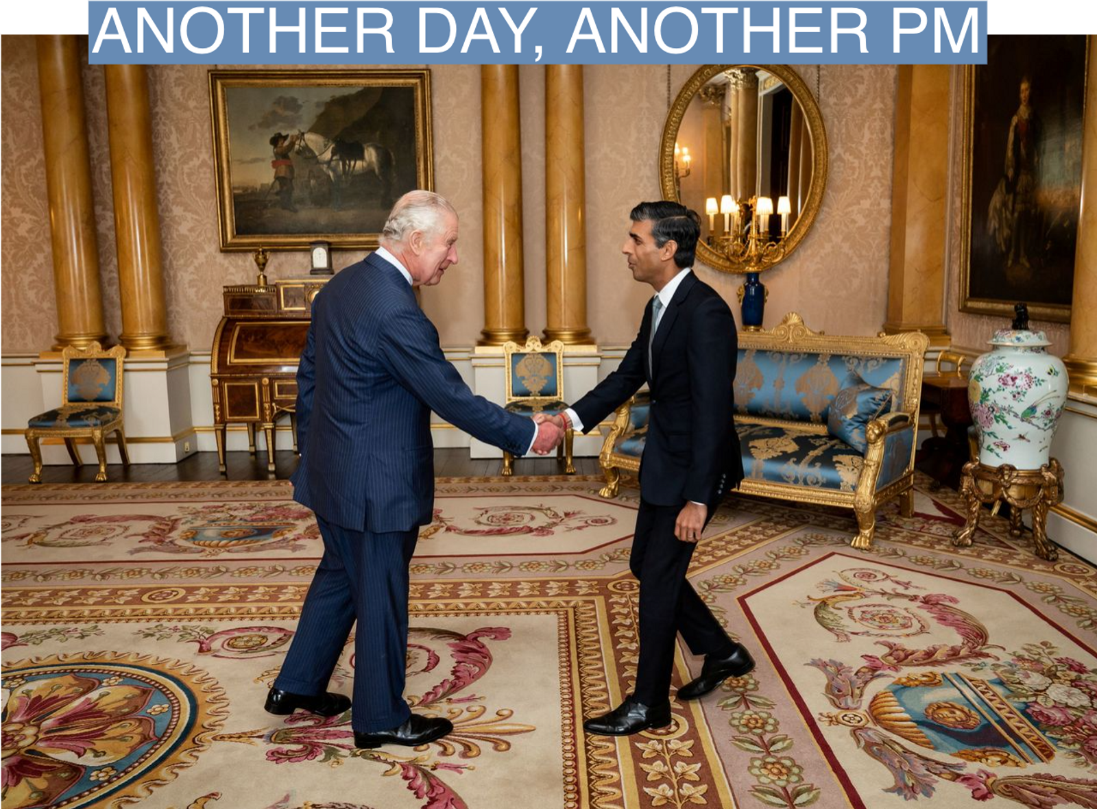 King Charles III welcomes Rishi Sunak during an audience at Buckingham Palace, London, where he invited the newly elected leader of the Conservative Party to become Prime Minister and form a new government.