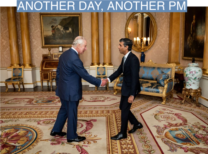 King Charles III welcomes Rishi Sunak during an audience at Buckingham Palace, London, where he invited the newly elected leader of the Conservative Party to become Prime Minister and form a new government.