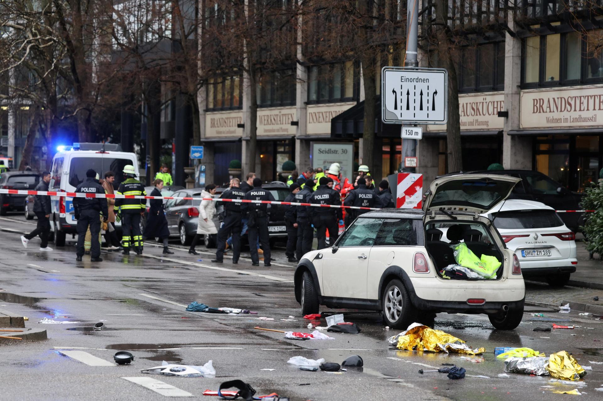 The site of the car-ramming incident in Munich. 