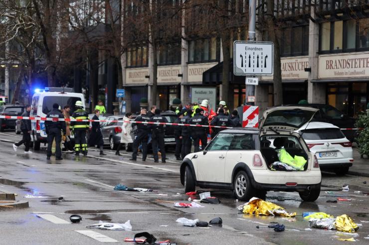 The site of the car-ramming incident in Munich.
